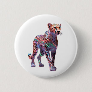 Neon Glas Gepard Kunst – Bunte Energie Geschwindig Button