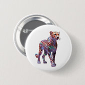 Neon Glas Gepard Kunst – Bunte Energie Geschwindig Button (Vorne & Hinten)