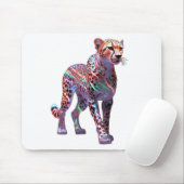 Neon Glas Gepard Kunst – Bunte Energie Geschwindig Mousepad (Mit Mouse)