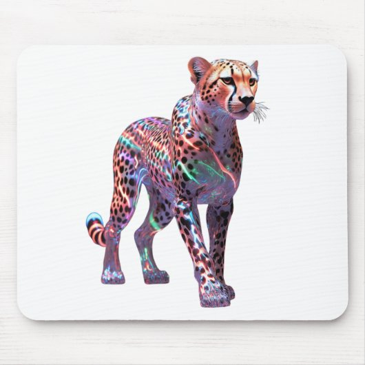 Neon Glas Gepard Kunst – Bunte Energie Geschwindig Mousepad (Vorne)