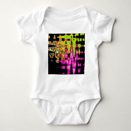 Neon Glitch Abstrakt Art Poster Print Baby Strampler (Vorderseite)