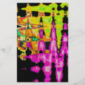 Neon Glitch Abstrakt Art Poster Print Briefpapier (Vorderseite)
