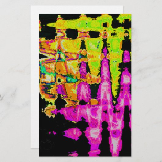 Neon Glitch Abstrakt Art Poster Print Briefpapier (Vorne/Hinten)