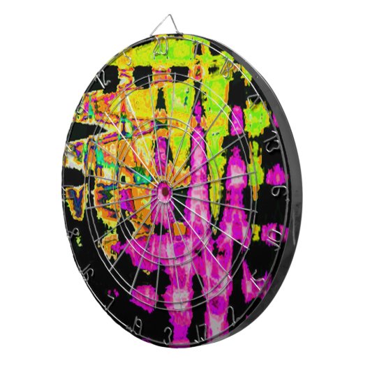 Neon Glitch Abstrakt Art Poster Print Dartscheibe (Vorderseite rechts)