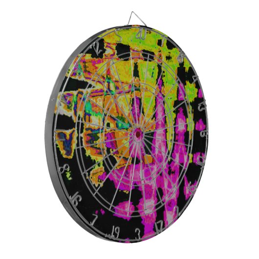 Neon Glitch Abstrakt Art Poster Print Dartscheibe (Vorderseite Links)