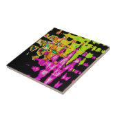 Neon Glitch Abstrakt Art Poster Print Fliese (Seite)