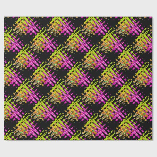 Neon Glitch Abstrakt Art Poster Print Geschenkpapier (Flach)