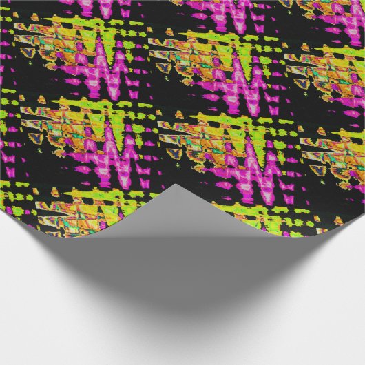 Neon Glitch Abstrakt Art Poster Print Geschenkpapier (Ecke)