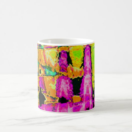 Neon Glitch Abstrakt Art Poster Print Kaffeetasse (Mittel)