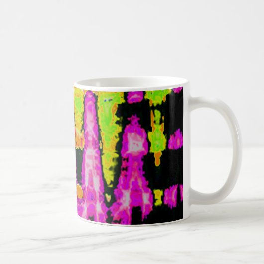 Neon Glitch Abstrakt Art Poster Print Kaffeetasse (Rechts)