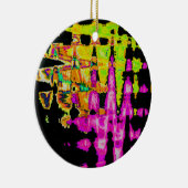 Neon Glitch Abstrakt Art Poster Print Keramik Ornament (Rechts)