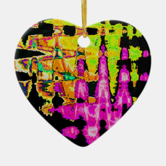 Neon Glitch Abstrakt Art Poster Print Keramikornament (Vorne)