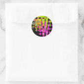 Neon Glitch Abstrakt Art Poster Print Runder Aufkleber (Tasche)