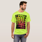 Neon Glitch Abstrakt Art Poster Print T-Shirt (Vorne ganz)