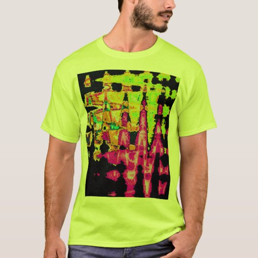 Neon Glitch Abstrakt Art Poster Print T-Shirt (Vorderseite)