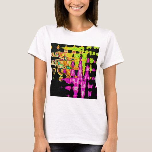 Neon Glitch Abstrakt Art Poster Print T-Shirt (Vorderseite)