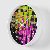 Neon Glitch Abstrakt Art Poster Print Wanduhr (Winkel)