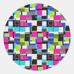 Neon-Glitch-Art-Ästhetik-Vinyl-Aufkleber Runder Aufkleber