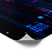 Neon Glitch Data Stream Abstract Poster (Ecke)