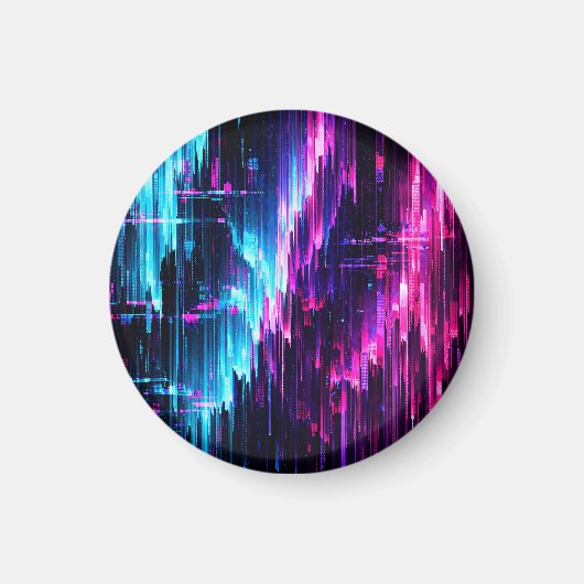 Neon-Glitch-Datenstrom-Abstrakt Magnet (Vorne)