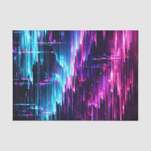 Neon-Glitch-Datenstrom-Abstrakt Seidenpapier (Vorderseite)