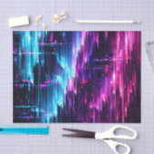 Neon-Glitch-Datenstrom-Abstrakt Seidenpapier (Handwerk)