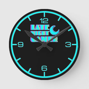 Neon-Glitch-Gamer-Wanduhr Synthwave Runde Wanduhr