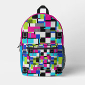 Neon Glitch Geometric Aesthetic Backpack Bedruckter Rucksack (Vorderseite)