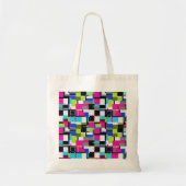 Neon Glitch Geometric Canvas Tote Bag Tragetasche (Vorne)