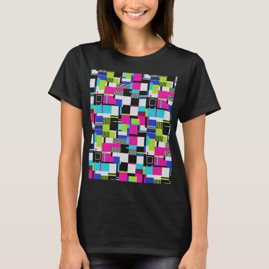 Neon Glitch Geometric Cyberpunk T-Shirt (Vorderseite)