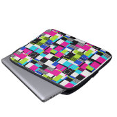 Neon Glitch Geometric Padded Laptop Sleeve (Vorne Knopf)