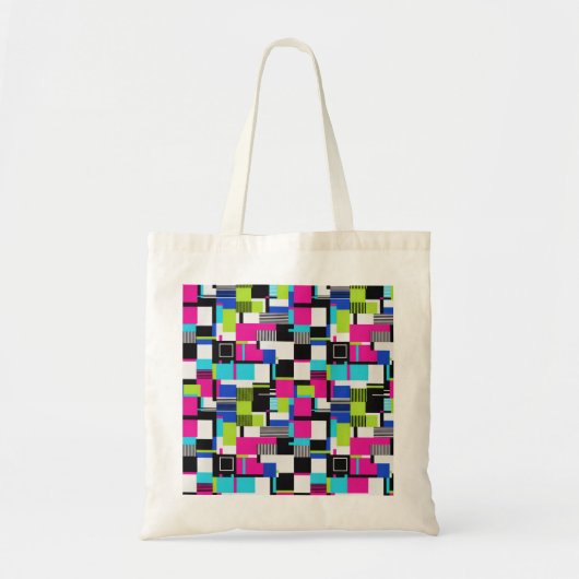 Neon-Glitch-Geometrie-Canvas-Tasche Tragetasche (Vorne)