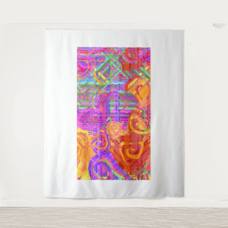 Neon-Glitch-Kariert | Abstrakter Wandteppich