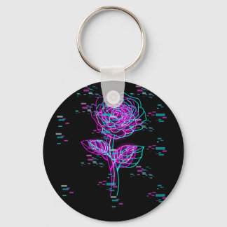 Neon Glitch Rosen-Design Schlüsselanhänger