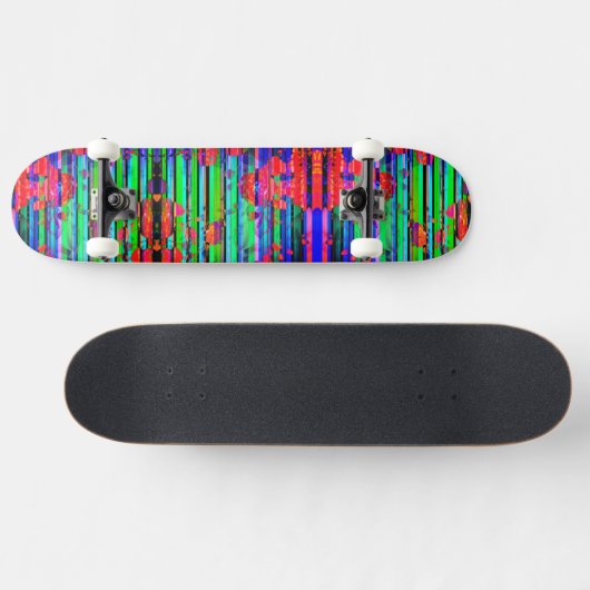 Neon Glitch Stripe Skateboard (Horizontal)