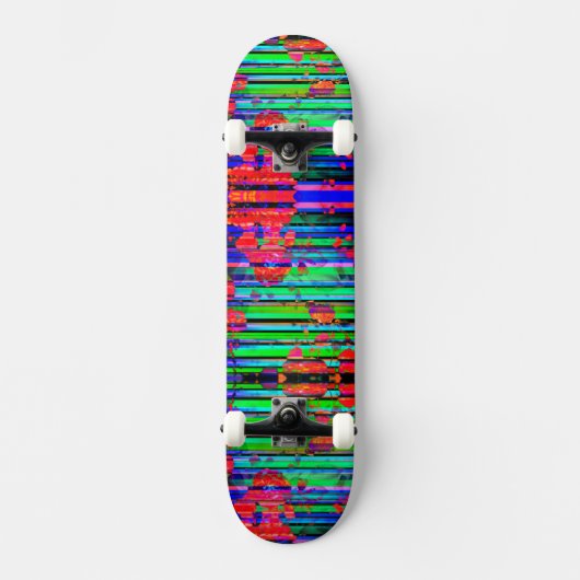 Neon Glitch Stripe Skateboard (Vorderseite)