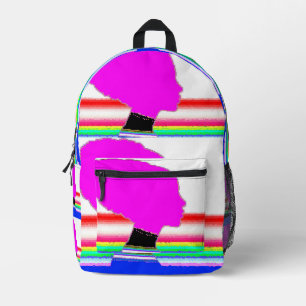 Neon Glitch – Striped Art Backpack Bedruckter Rucksack