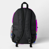 Neon Glitch – Striped Art Backpack Bedruckter Rucksack (Rückseite)