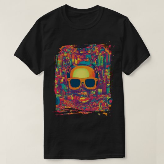 "Neon Glitch Vibes" Abstract Art T-Shirt –  (Design vorne)