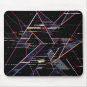Neon Glitchcore Geometric Shapes on Black Mousepad (Vorne)