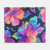 Neon-Glitter-Blumenmuster Fleecedecke (Vorderseite (Horizontal))