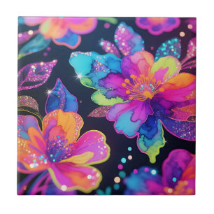 Neon-Glitter-Blumenmuster Fliese