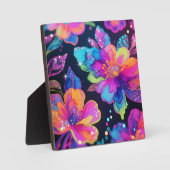 Neon-Glitter-Blumenmuster Fotoplatte (Vorderseite)