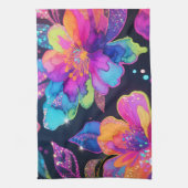 Neon-Glitter-Blumenmuster Geschirrtuch (Vertikal)