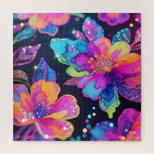 Neon-Glitter-Blumenmuster Puzzle (Vertikal)