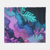 Neon-Glitter-Botanical-Abstrakt Fleecedecke (Vorderseite (Horizontal))