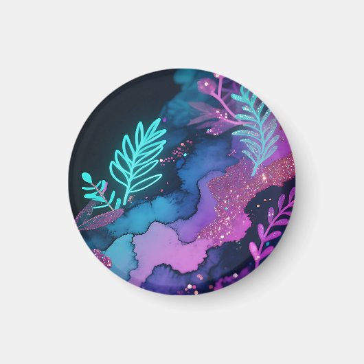 Neon-Glitter-Botanical-Abstrakt Magnet (Vorne)