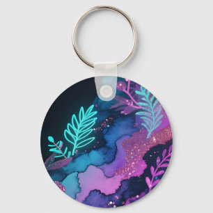 Neon-Glitter-Botanical-Abstrakt Schlüsselanhänger