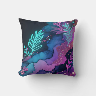 Neon-Glitter-Botanik-Abstrakt Kissen