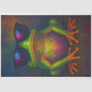 Neon Glitzer Frog in Shades - Dekoupage Paper   Seidenpapier